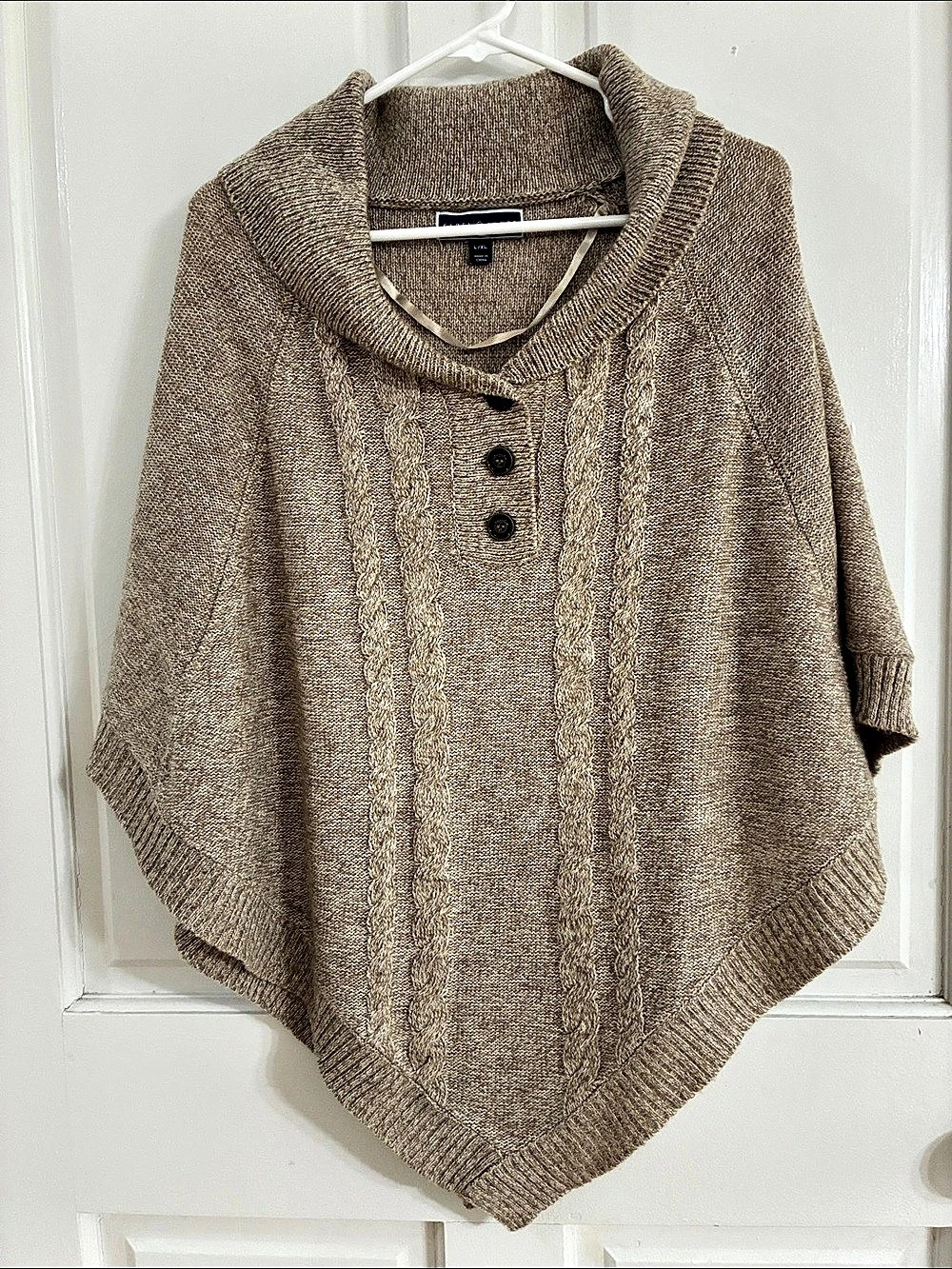 Karen Scott Knit Poncho in Brown L/XL